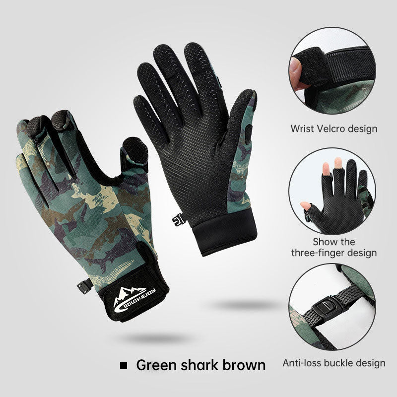 3-Finger Cut Fishing Gloves – Non-Slip, Fleece-Lined, M/L/XL