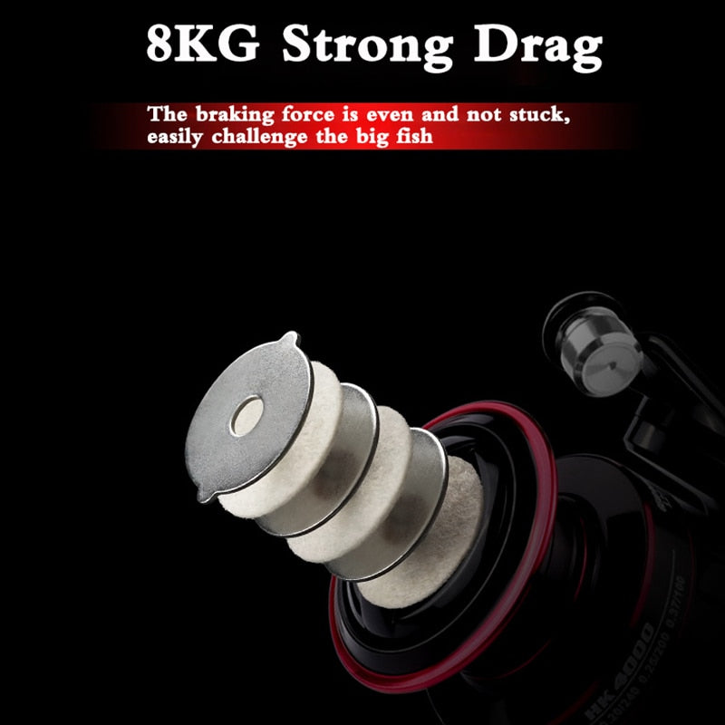 Metal Spool Spinning Reel – 8kg Drag, 1000–7000 Series, EVA or Metal Grip