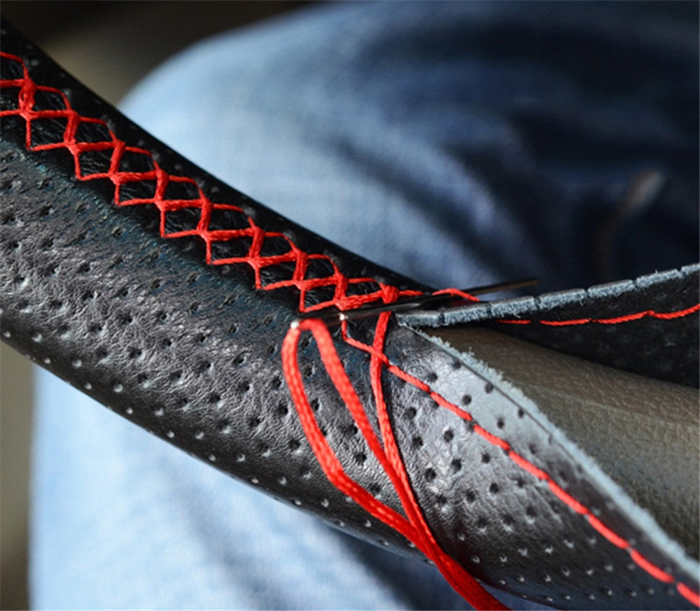 DIY Braid-On Steering Wheel Cover – Faux Leather, 38cm