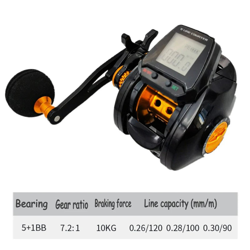 7.2:1 Baitcasting Reel with Digital Line Counter – Left or Right Hand