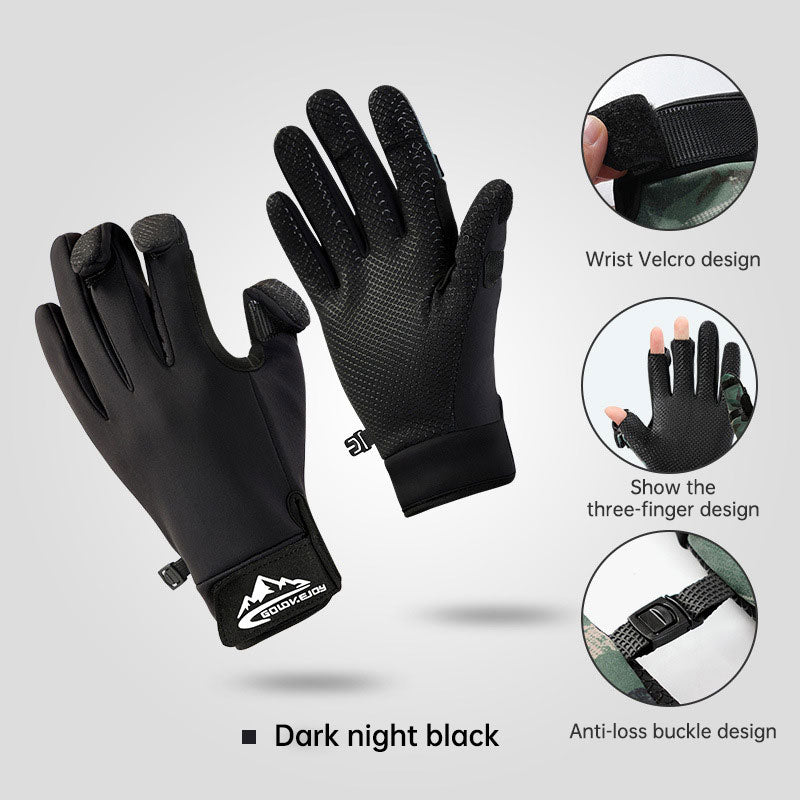 3-Finger Cut Fishing Gloves – Non-Slip, Fleece-Lined, M/L/XL