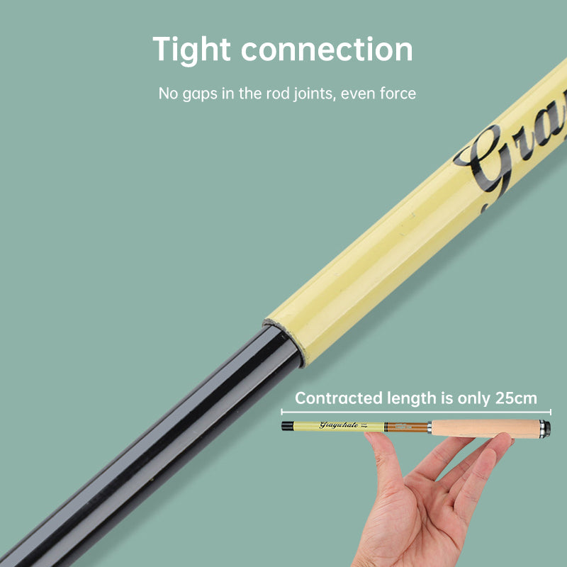 Ultra-Short Pocket Telescopic Fishing Rod – Carbon Fibre, 0.8m to 2.4m
