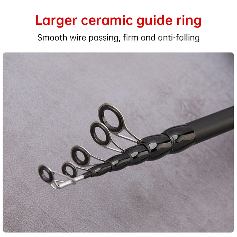 Telescopic Carbon Fibre Baitcasting Rod – 1.5m to 2.4m, Wooden Handle