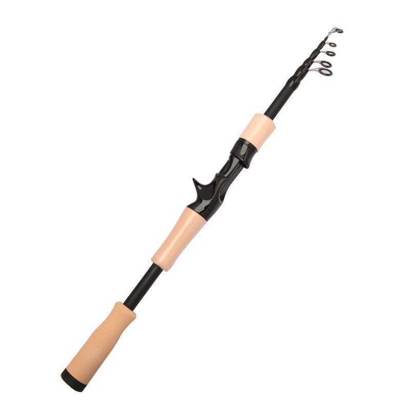 Telescopic Carbon Fibre Baitcasting Rod – 1.5m to 2.4m, Wooden Handle
