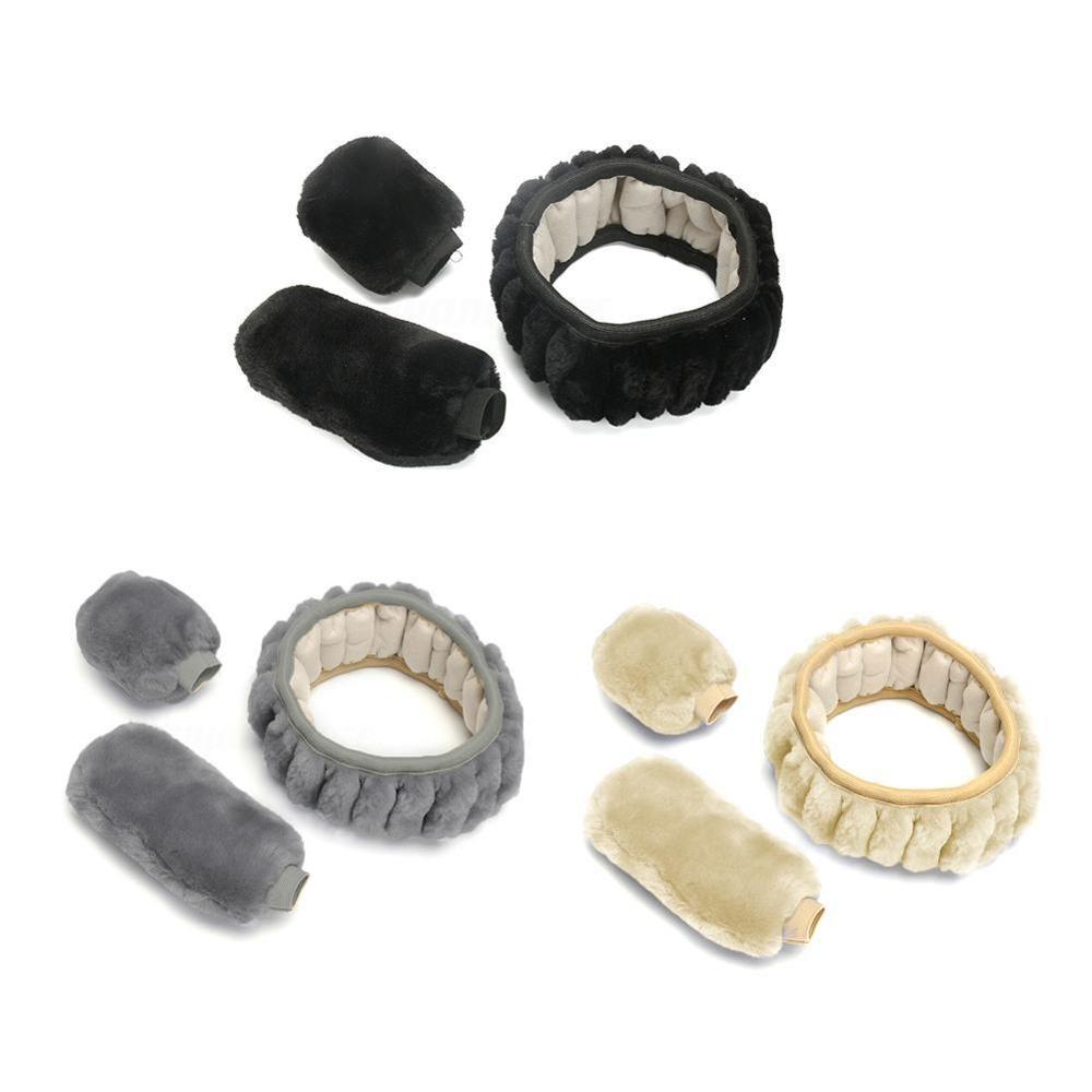 Winter Plush Steering Wheel, Hand Brake & Gear Cover Set – 38cm