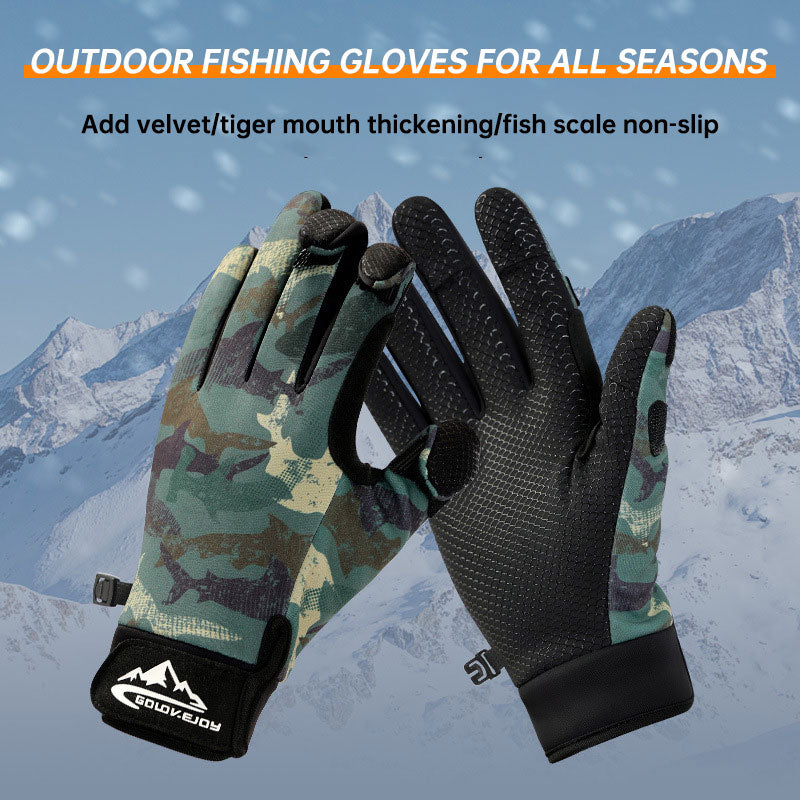 3-Finger Cut Fishing Gloves – Non-Slip, Fleece-Lined, M/L/XL