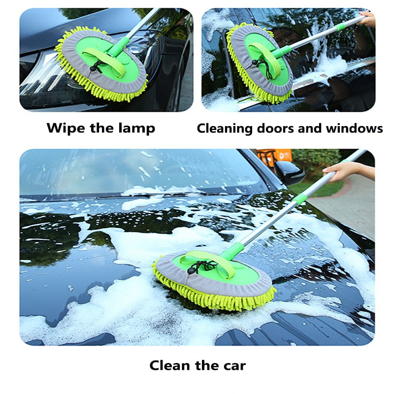 Telescopic Car Wash Mop – 3-Section Extending Handle, Chenille Head