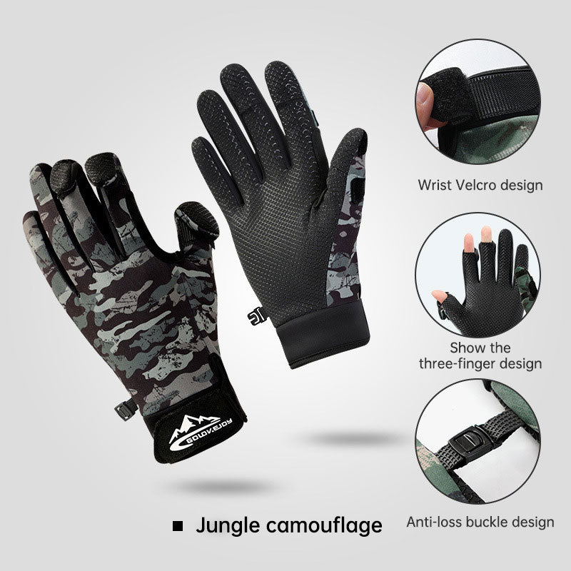 3-Finger Cut Fishing Gloves – Non-Slip, Fleece-Lined, M/L/XL