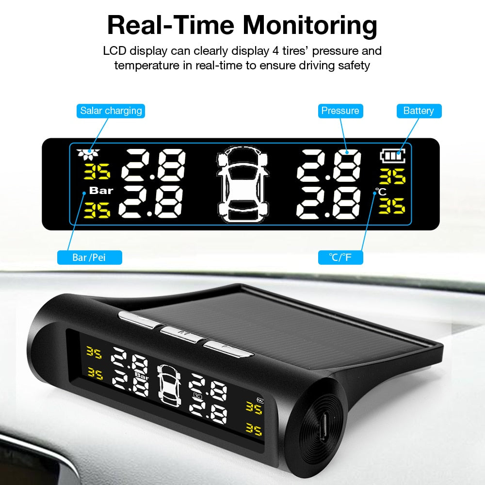 Solar TPMS Tyre Pressure Monitoring System – LCD Display
