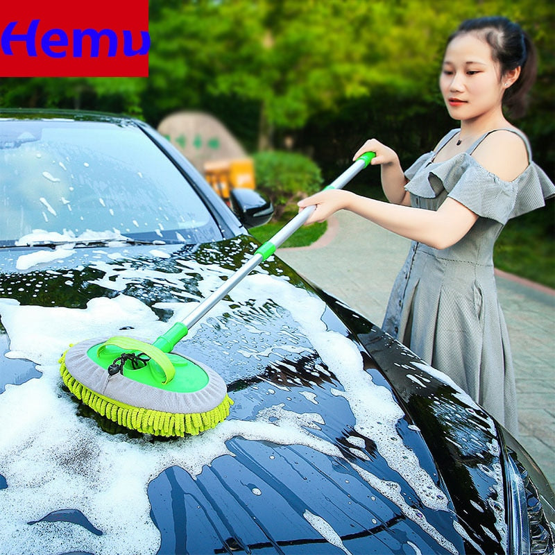 Telescopic Car Wash Mop – 3-Section Extending Handle, Chenille Head