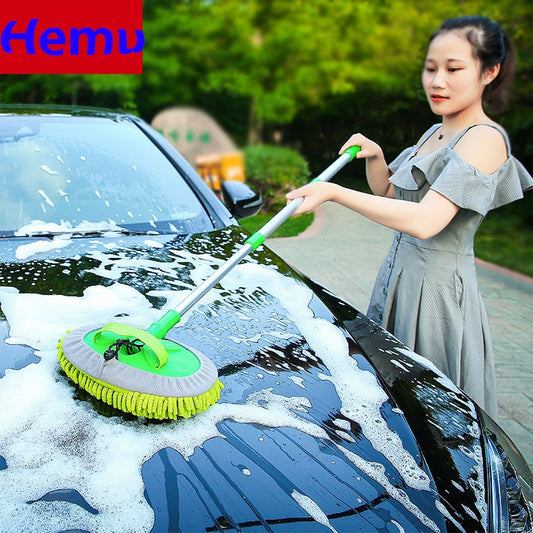 Telescopic Car Wash Mop – 3-Section Extending Handle, Chenille Head