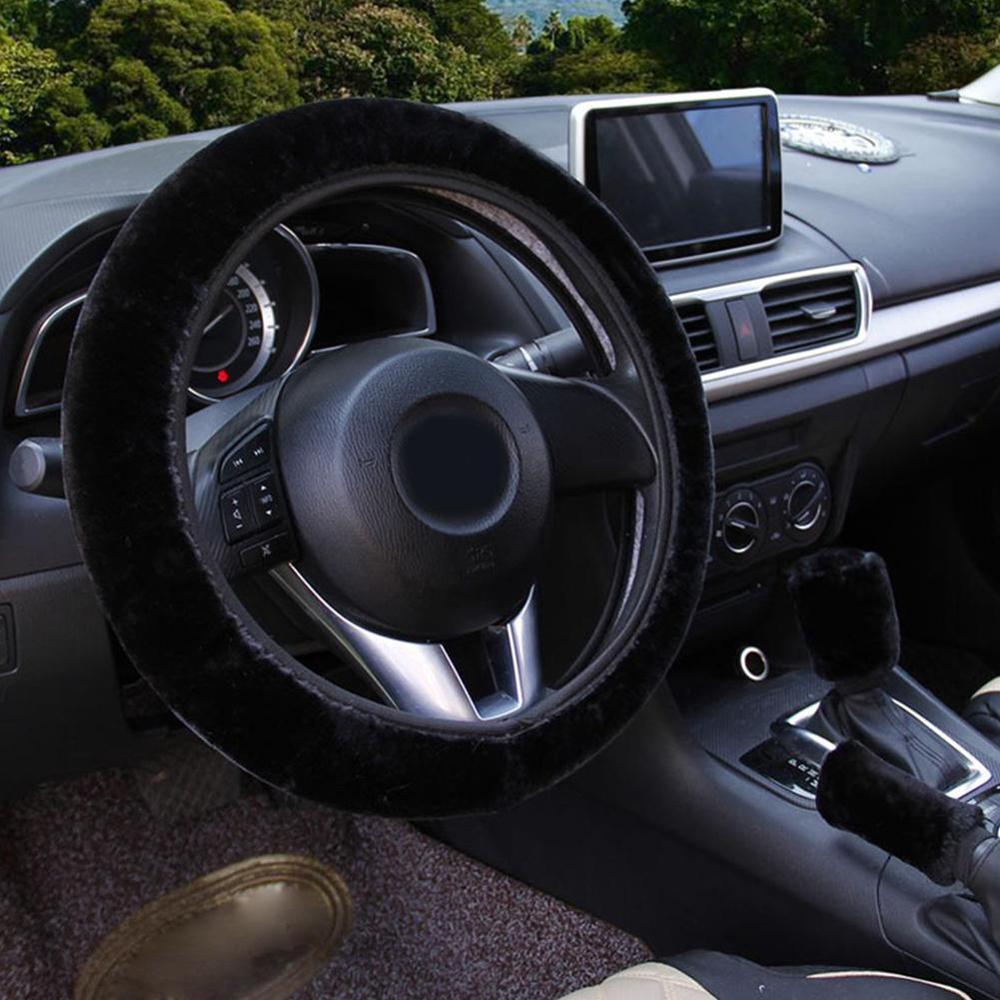 Winter Plush Steering Wheel, Hand Brake & Gear Cover Set – 38cm