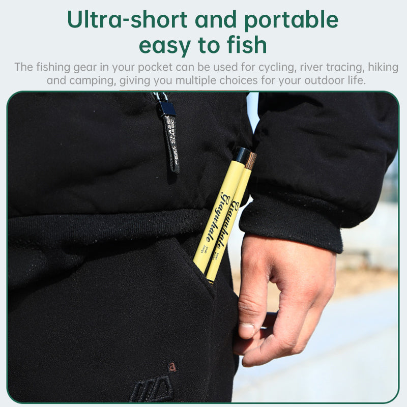 Ultra-Short Pocket Telescopic Fishing Rod – Carbon Fibre, 0.8m to 2.4m
