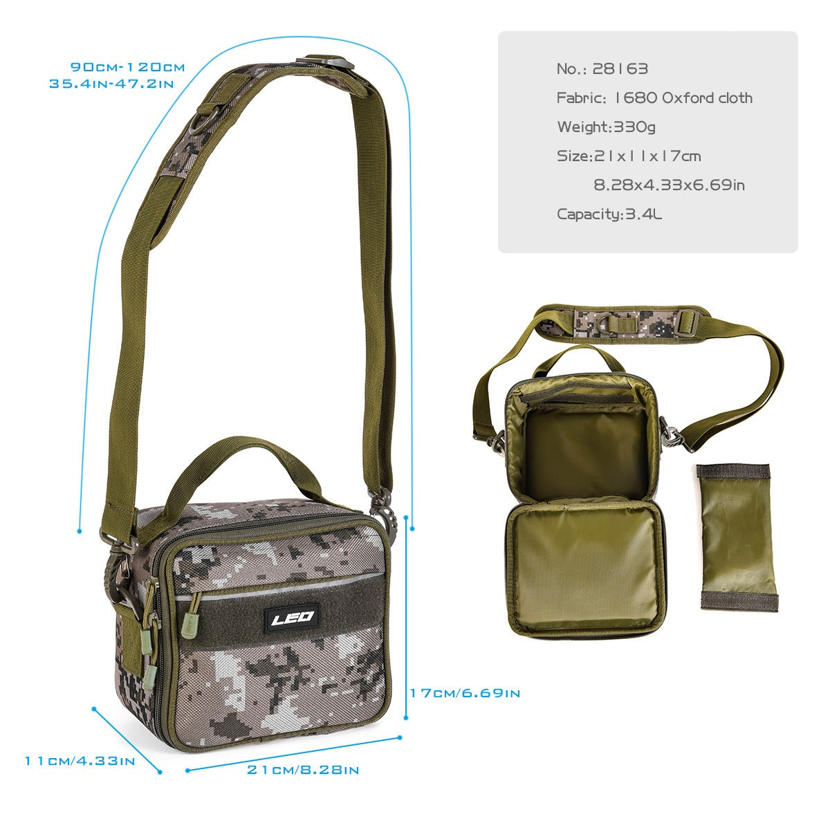 Compact Fishing Tackle & Lure Bag – 3.4L, 1680D Oxford