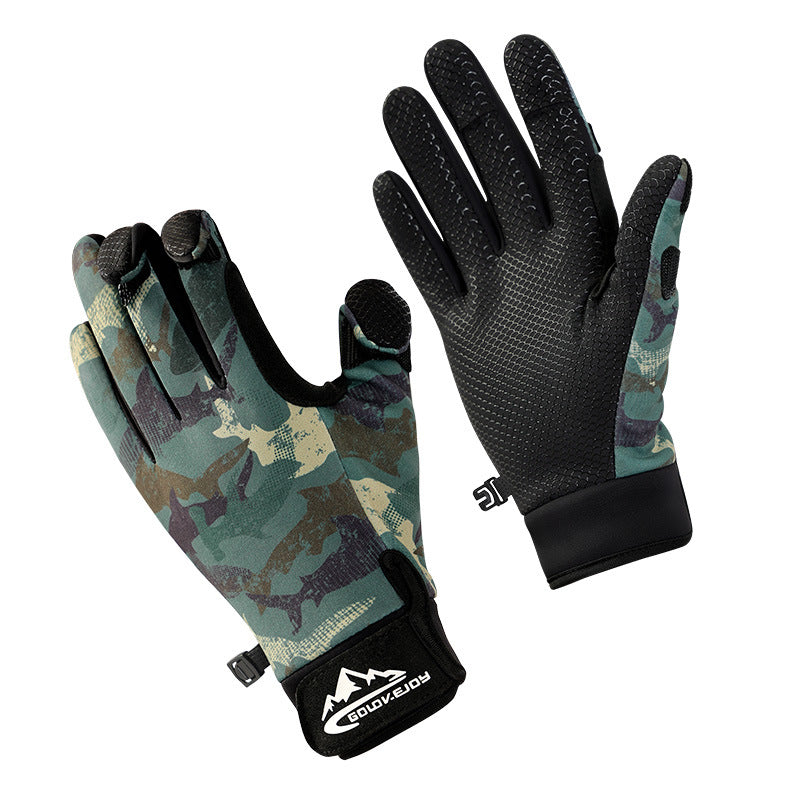 3-Finger Cut Fishing Gloves – Non-Slip, Fleece-Lined, M/L/XL