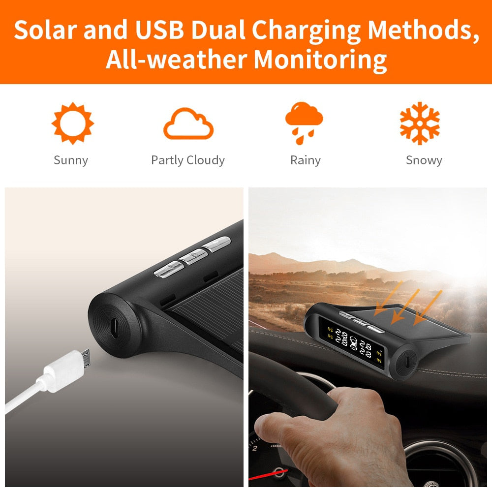 Solar TPMS Tyre Pressure Monitoring System – LCD Display