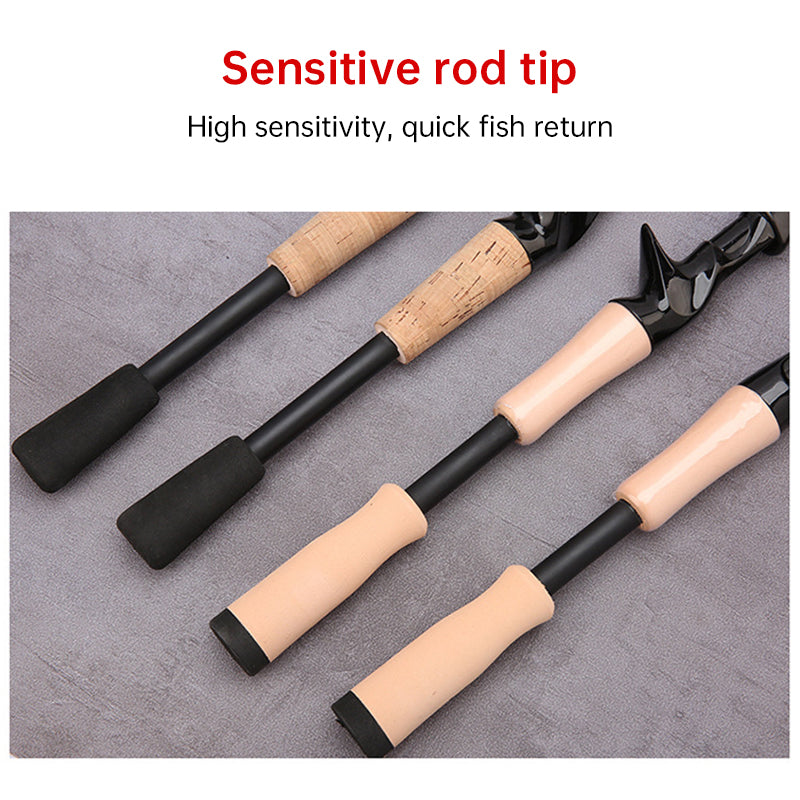 Telescopic Carbon Fibre Baitcasting Rod – 1.5m to 2.4m, Wooden Handle