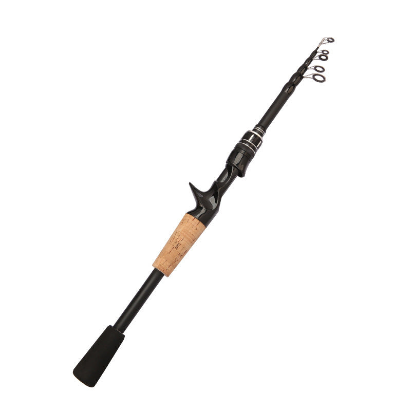 Telescopic Carbon Fibre Baitcasting Rod – 1.5m to 2.4m, Wooden Handle