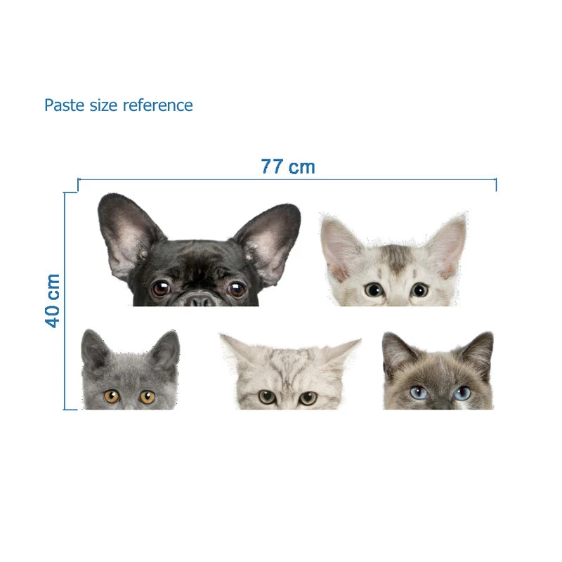 3D Peeking Cat & Dog Car Sticker – Funny Animal Decal