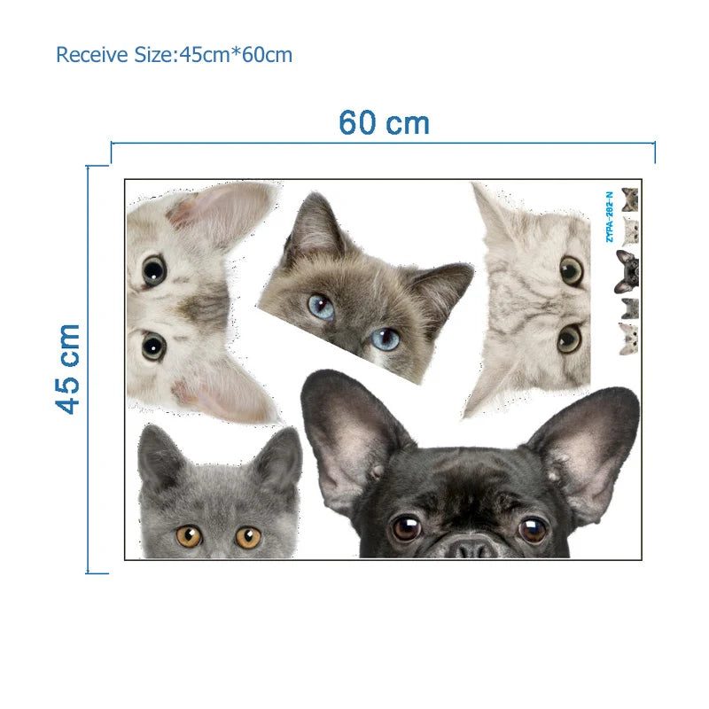 3D Peeking Cat & Dog Car Sticker – Funny Animal Decal