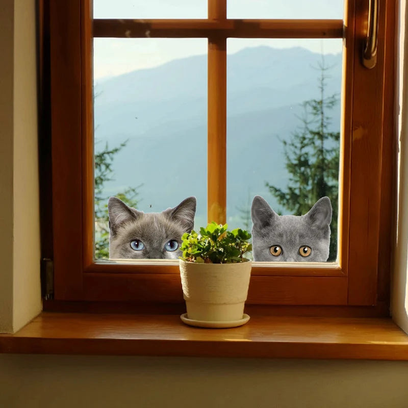 3D Peeking Cat & Dog Car Sticker – Funny Animal Decal