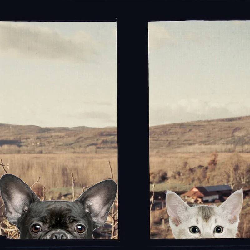 3D Peeking Cat & Dog Car Sticker – Funny Animal Decal