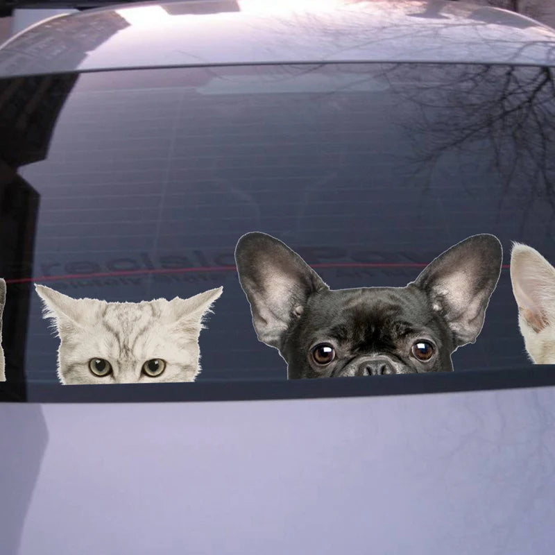 3D Peeking Cat & Dog Car Sticker – Funny Animal Decal