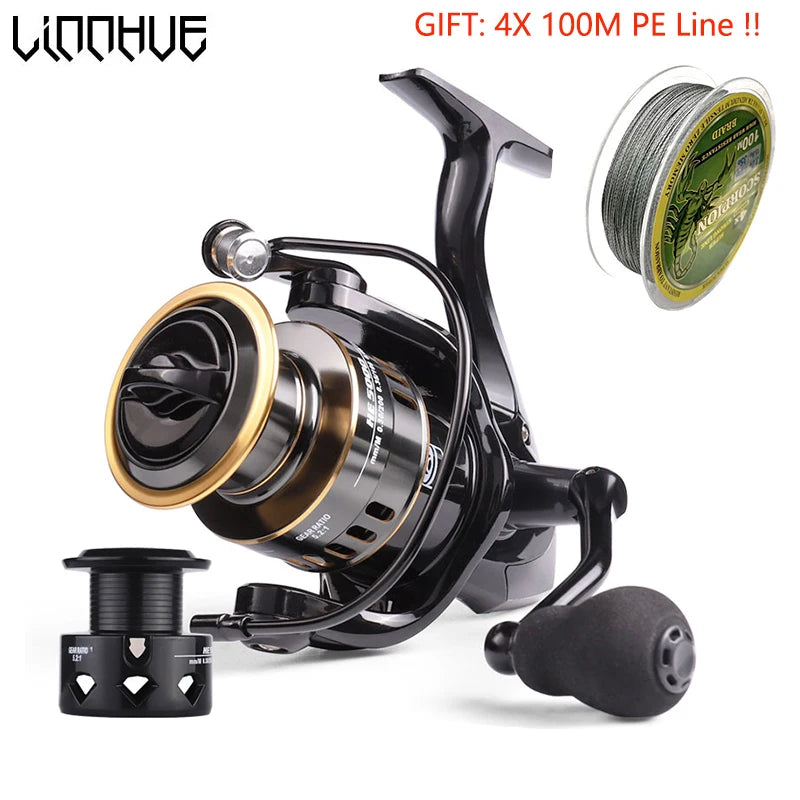 LINNHUE HE Spinning Reel – 10kg Max Drag, 5.2:1, 1000–7000 Series