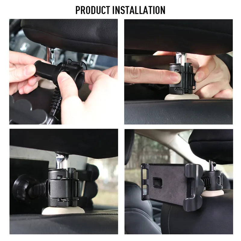 Car Seat Back Tablet & Phone Holder – Universal 4–11 Inch