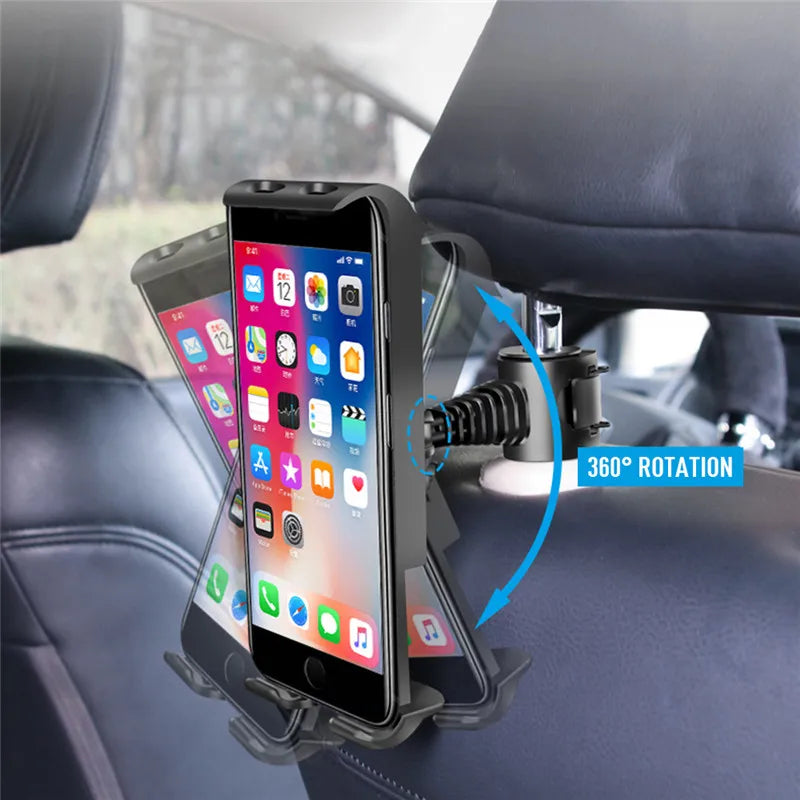 Car Seat Back Tablet & Phone Holder – Universal 4–11 Inch